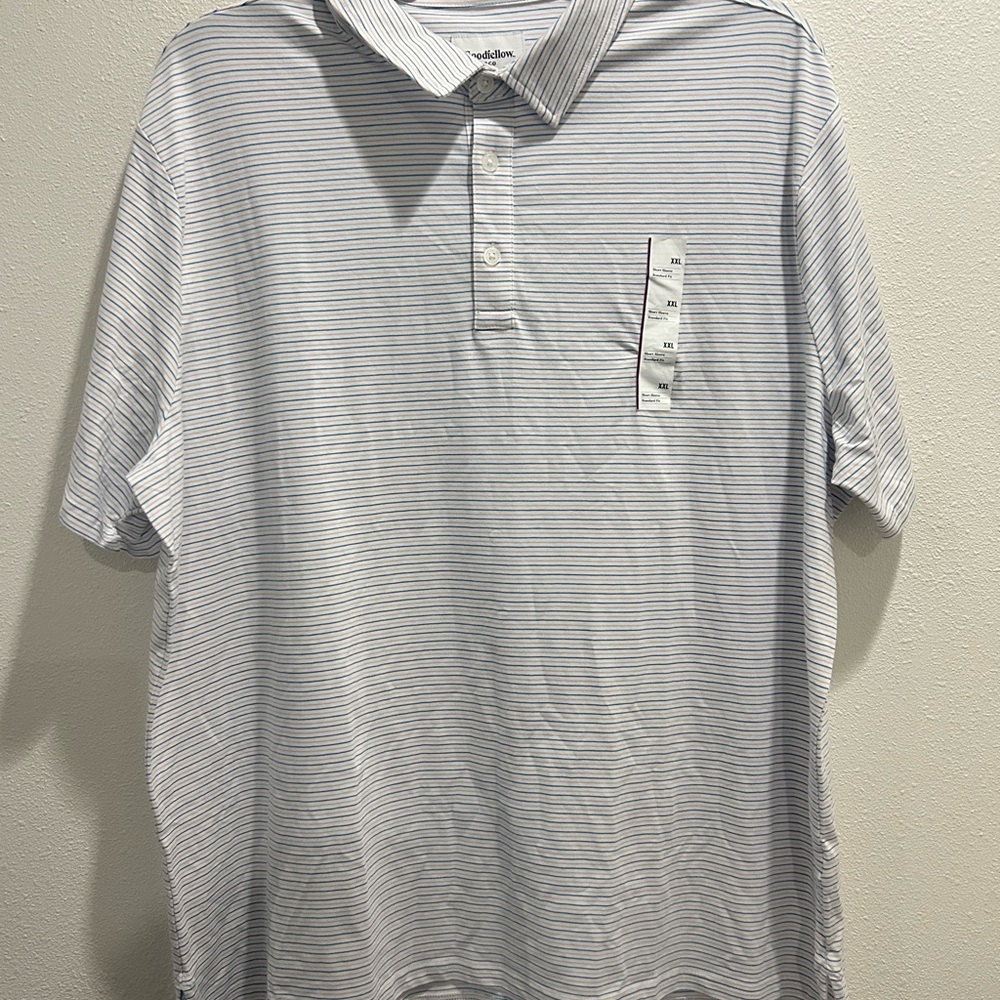Goodfellow & Co Men's Polo Shirt - White with Gray Stripes